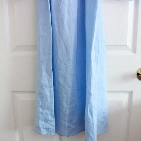 Sleeper Atlanta Midi Linen Dress in Light Blue Puff Sleeve Smocking - Picture 12 of 12